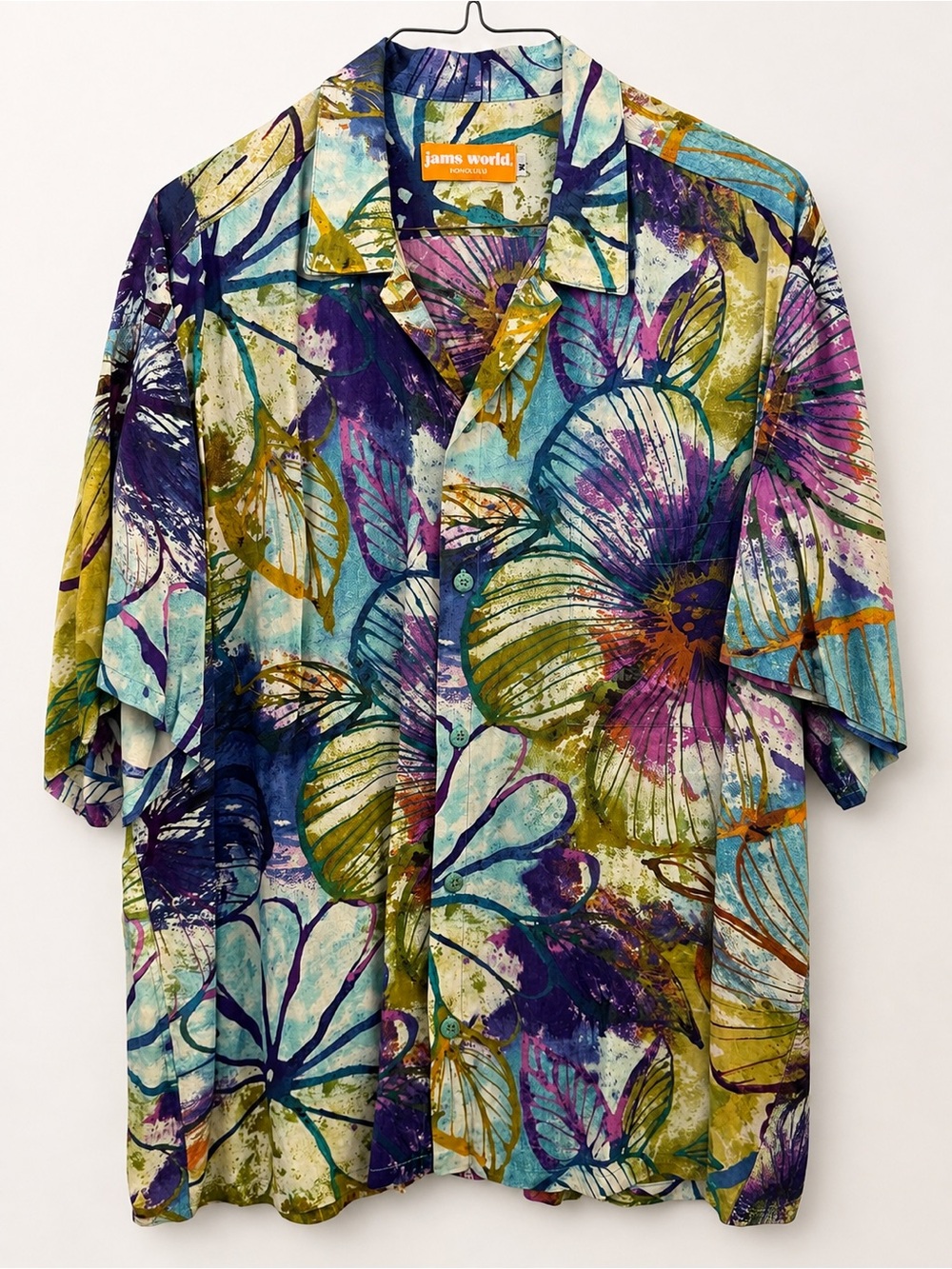 Jams World Men's Button-Up Shirt in Teal, Purple & Olive